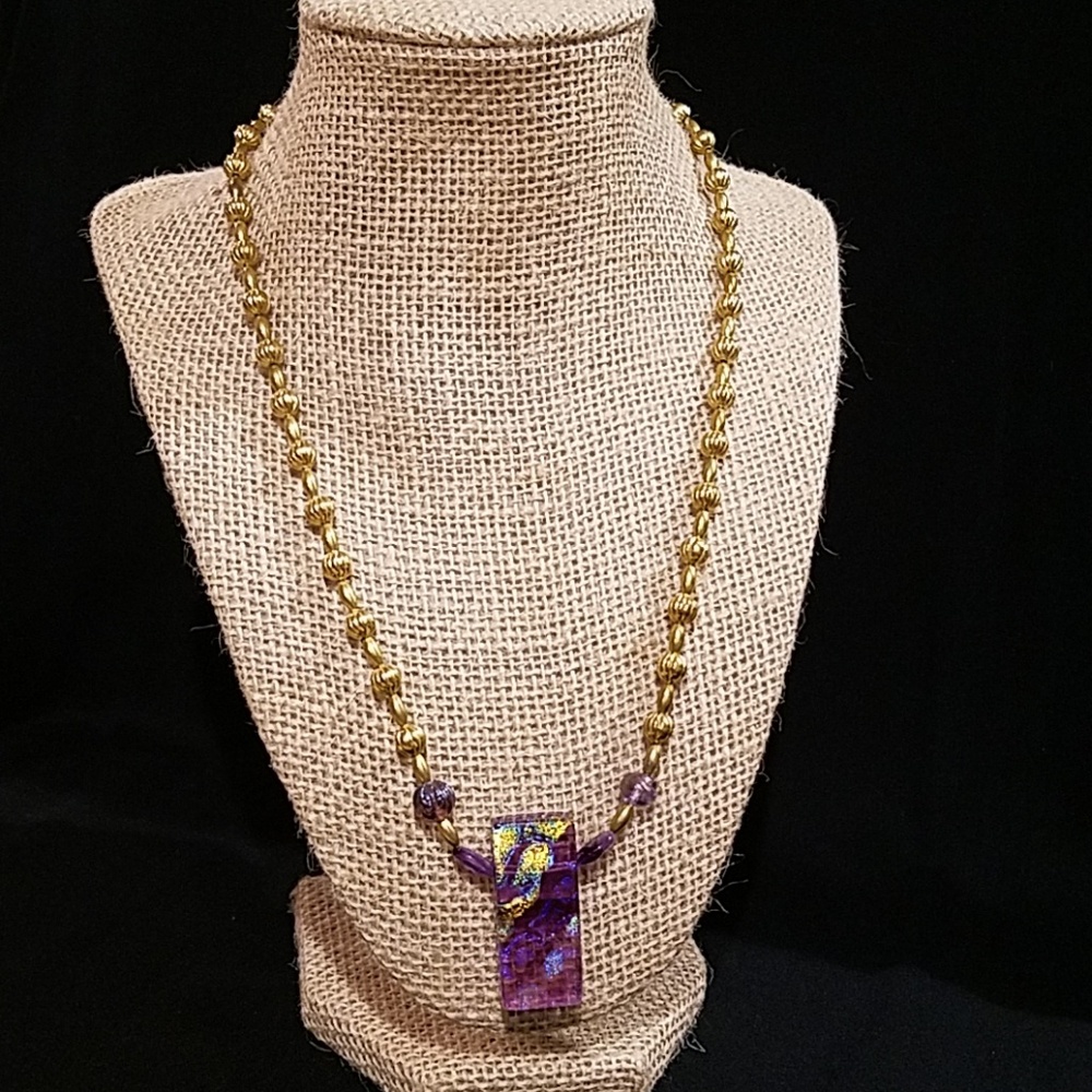 Handmade glass and bead necklace